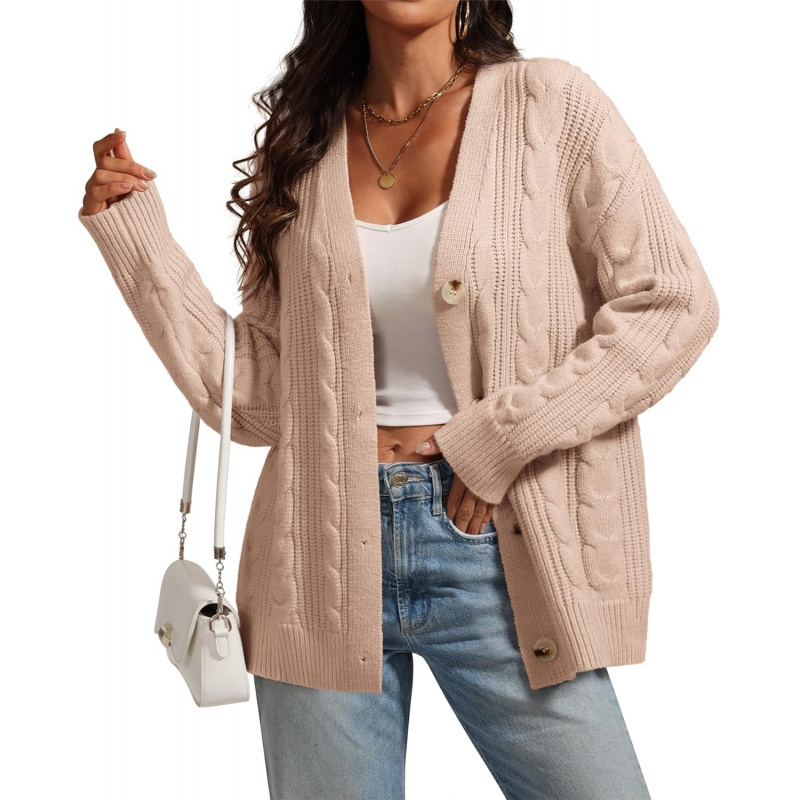 Women's Oversized Sweaters Cable Knit Cardigan Fall