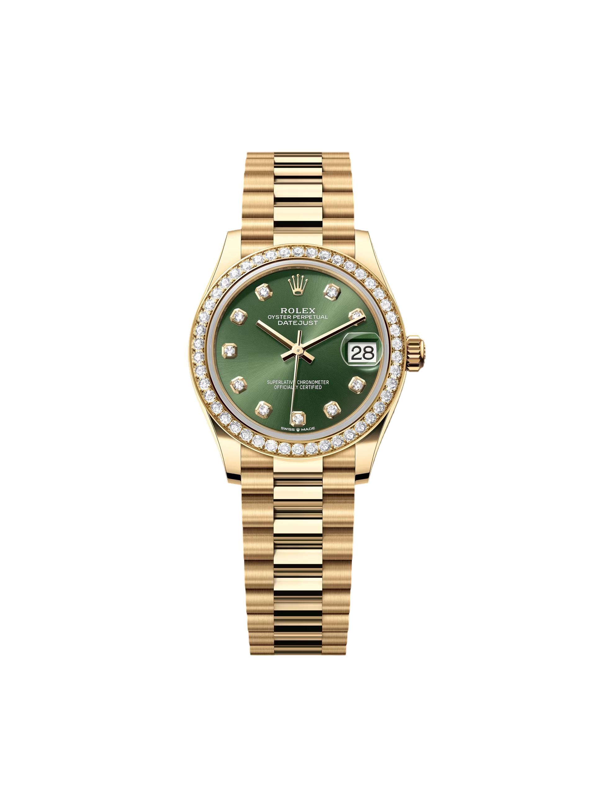 Rolex Datejust m278288RBR-0007 Olive Green 31mm Dial President Bracelet Watch