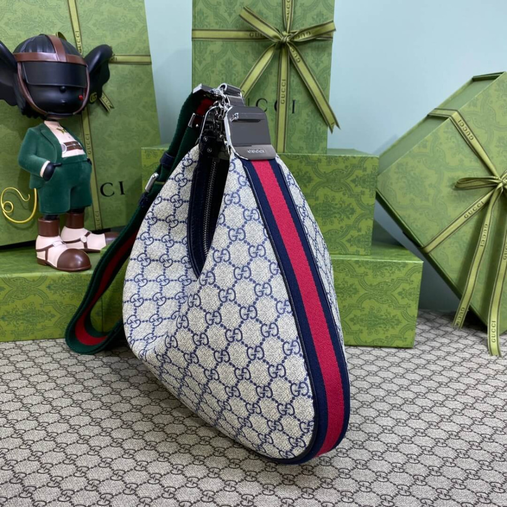 Gucci GG Supreme Attache Medium Shoulder Bag Blue