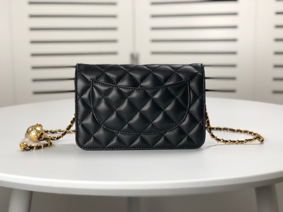 Chanel Woc Falp Pearl Crush Bag With Chain Black 19Cm