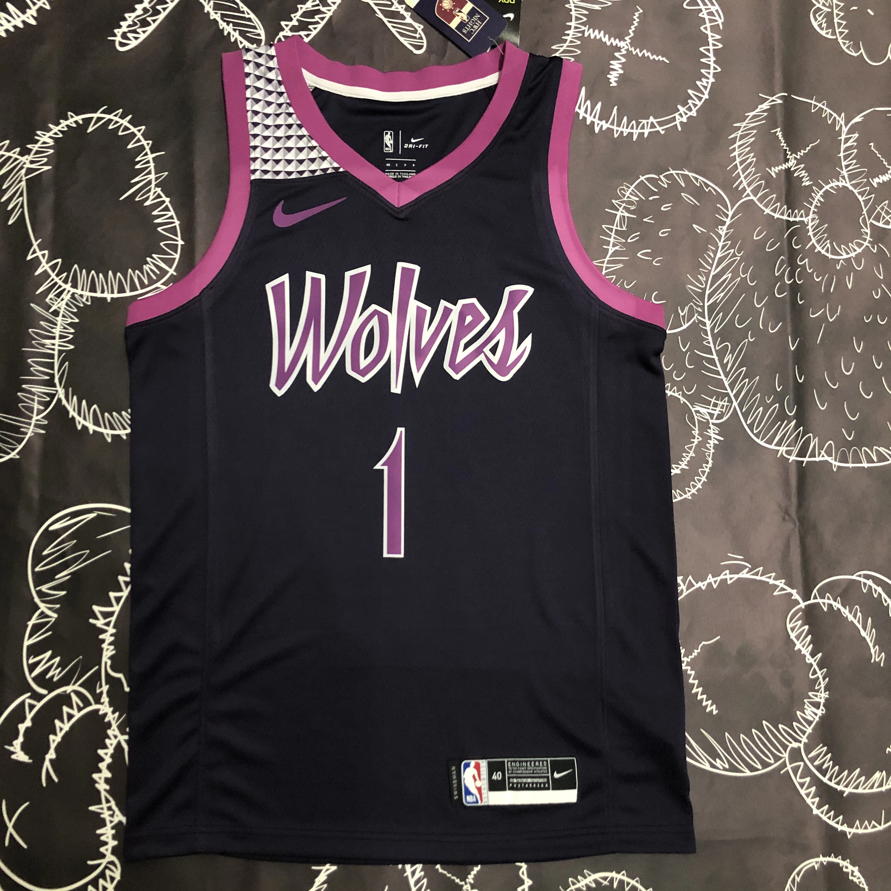 NBA Minnesota Timberwolves 1 Edwards Basketball Jersey