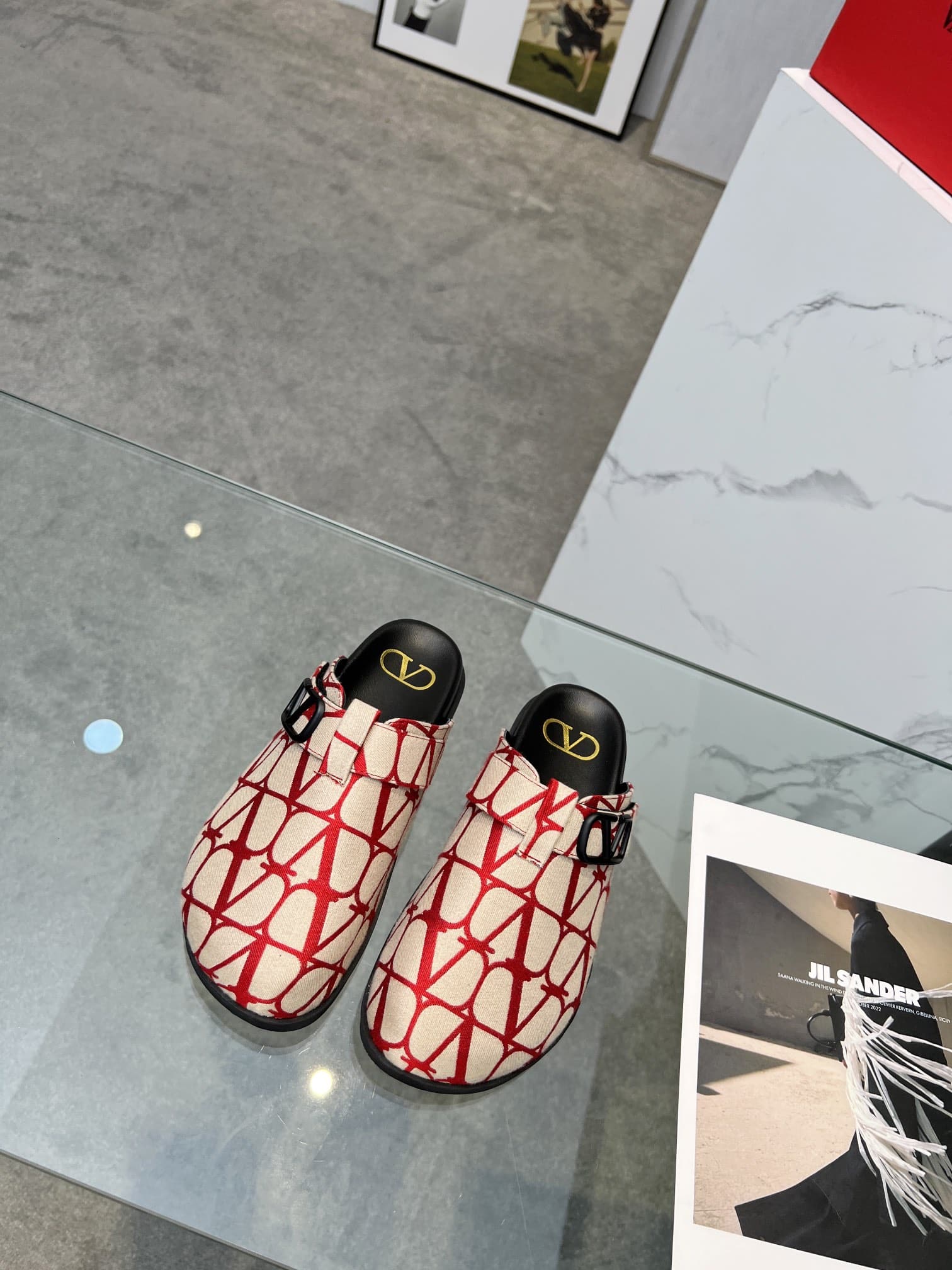Valentino Garavani Toile Iconographe VLogo Clog Red