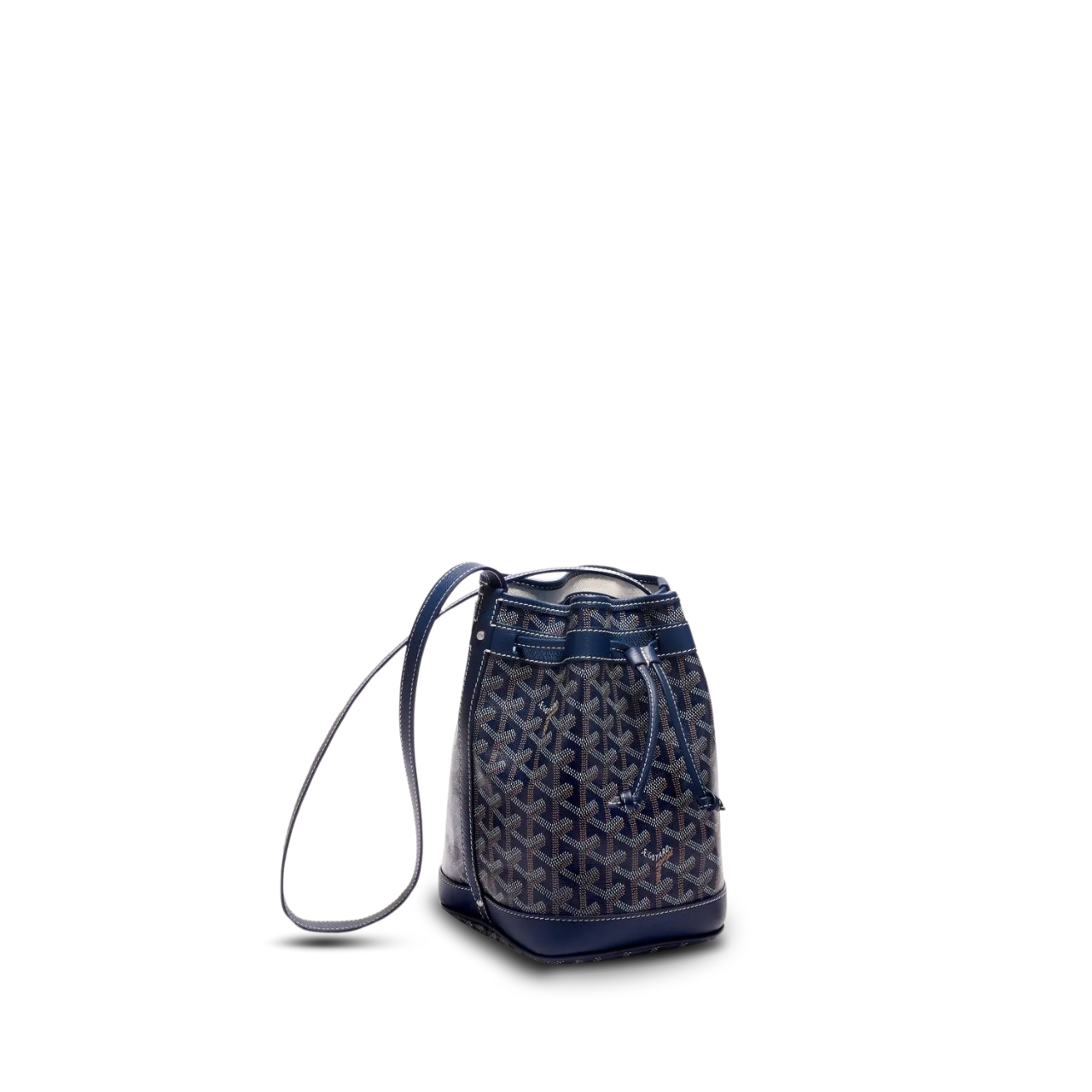 Goyard Petit Flot Bucket Bag 22cm Navy Blue Goyardine Canvas And Lambskin Trim