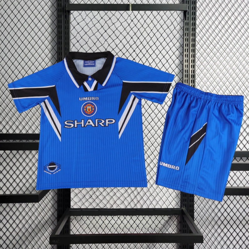 Retro KIDS 1996-97 KIDS Manchester United away CANTONA BECKHAM GIGGS KEANE Football jersey retro