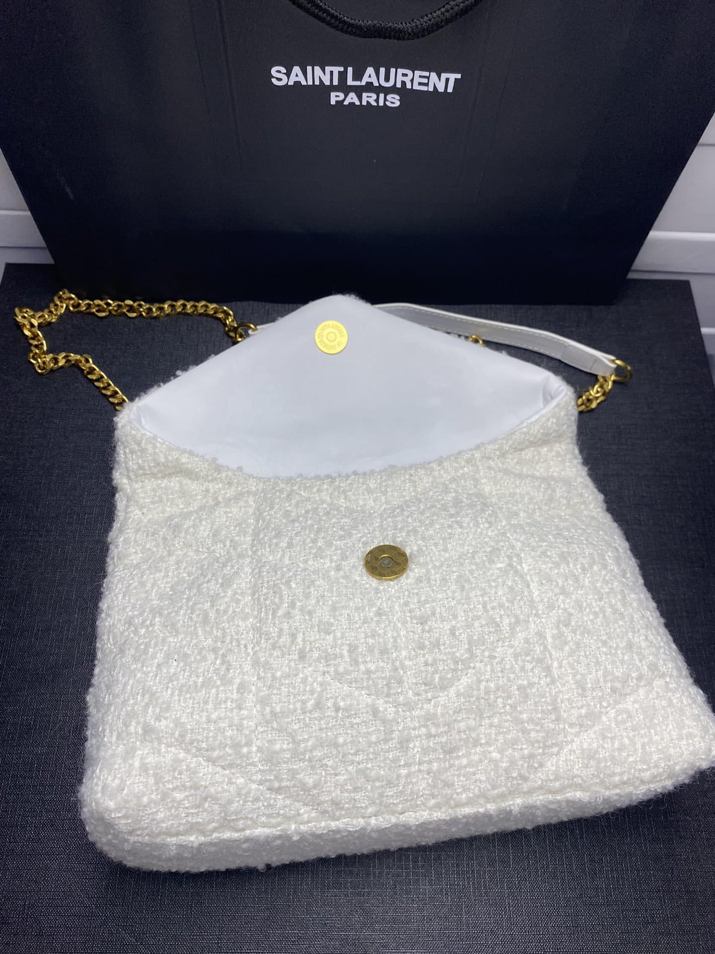 Saint Laurent Small Loulou Boucle Bag White 23Cm