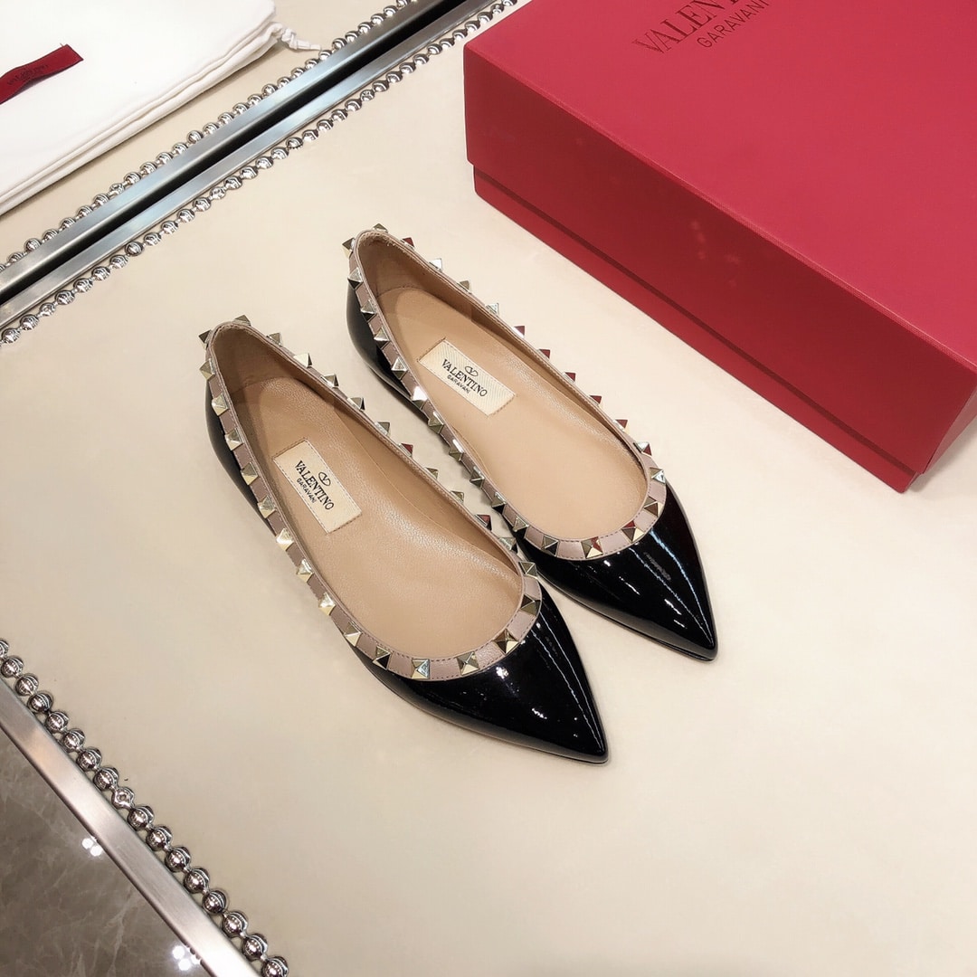Valentino Patent Rockstud Ballet Flat Black Zw2S0403Vnwn91