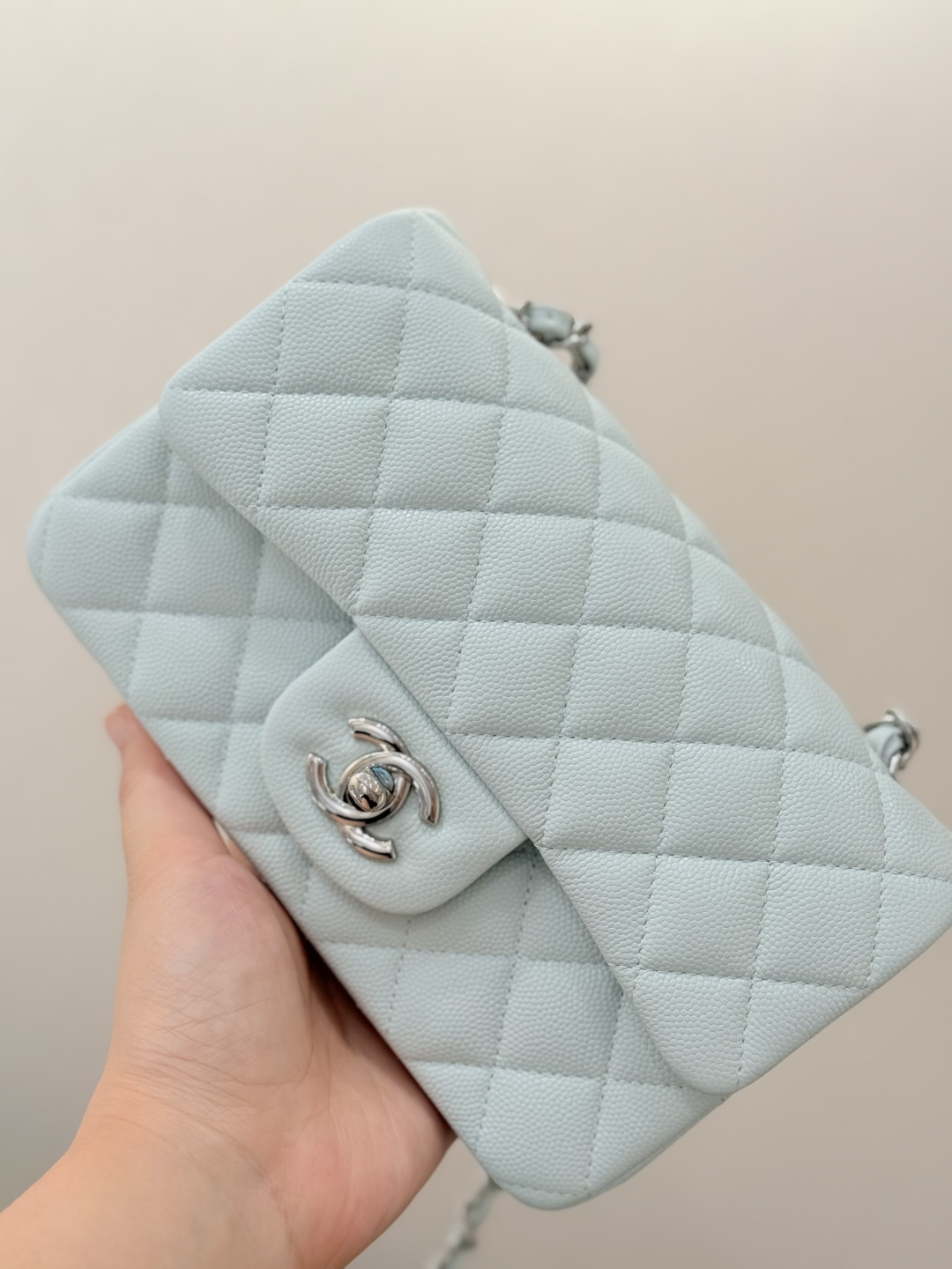 Mini Classic Flap Handbag（Light Teal）