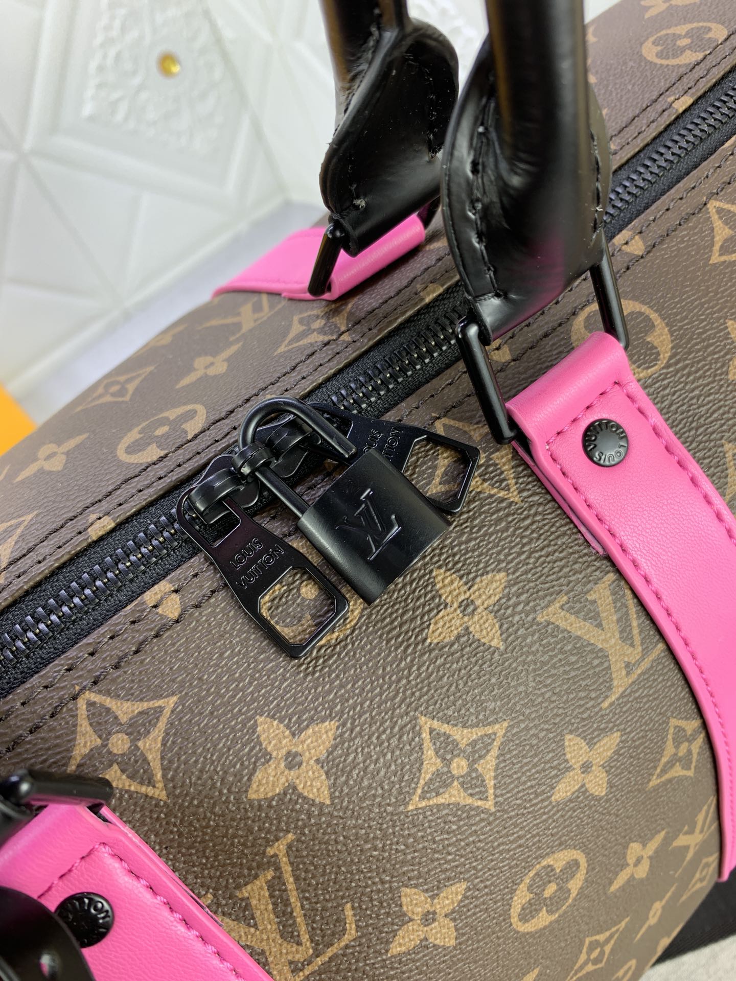 Louis Vuitton Keepall Bandouli Re 50 Brown And Pink Macassar Canvas M45866