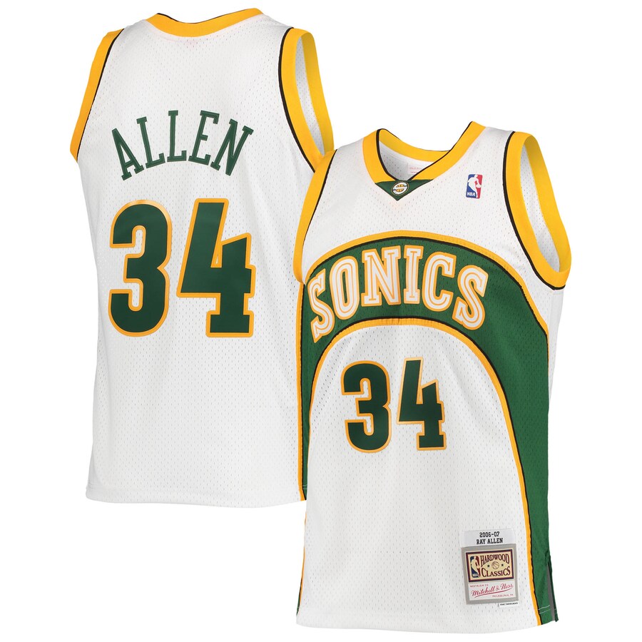 Ray Allen Seattle SuperSonics Mitchell & Ness Hardwood Classics Swingman Jersey - White