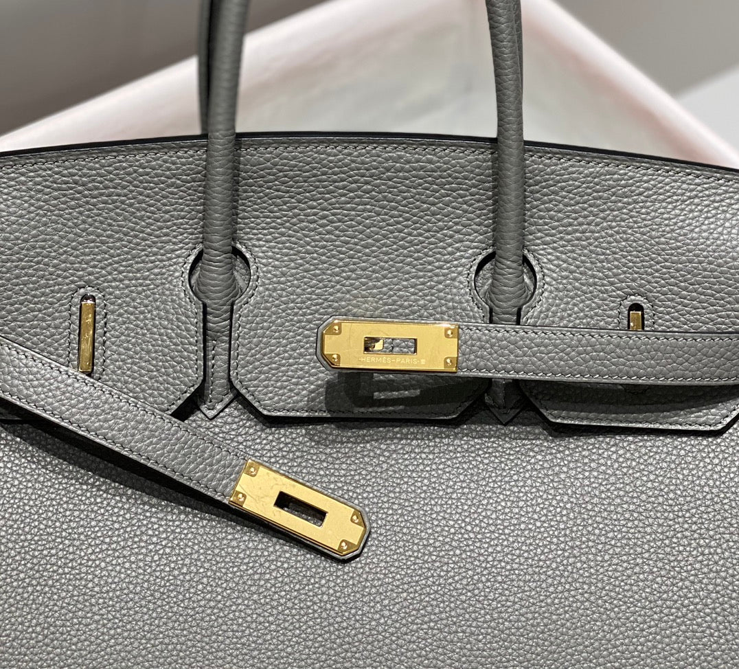 Hermes Birkin 35Cm Medium Grey Togo Leather Gold Hardware