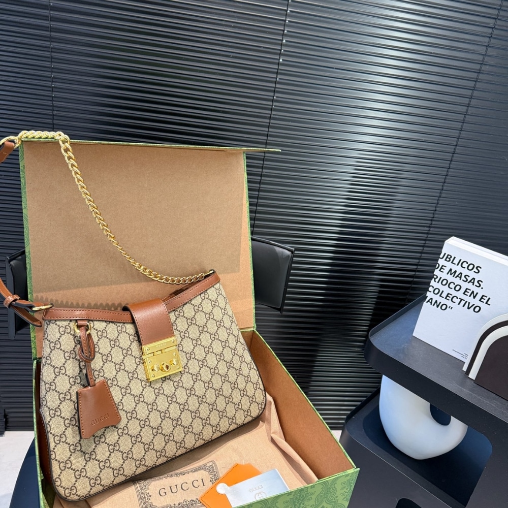 Gucci Padlock Gg Medium Shoulder Bag Brown 33cm ‎795113 Khnkg 8534
