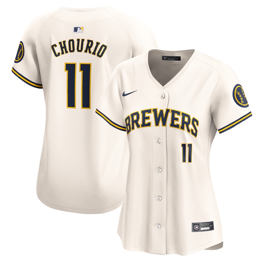Jackson Chourio Milwaukee Brewers Women's Home Limited Player Jersey Cream