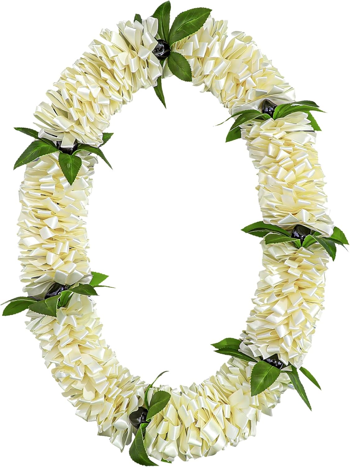 Graduation Leis Class of 2026 Grad Ribbon Leis Hawaiian Flower Garland with Kukui Nut Double Braided Hawaiian Kukui Nut Beads Necklace for Man Woman Graduation Party Supplies