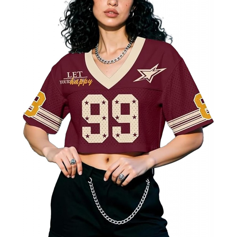 Crop Top Jersey Shirts for Women Y2k Hip Hop Graphic