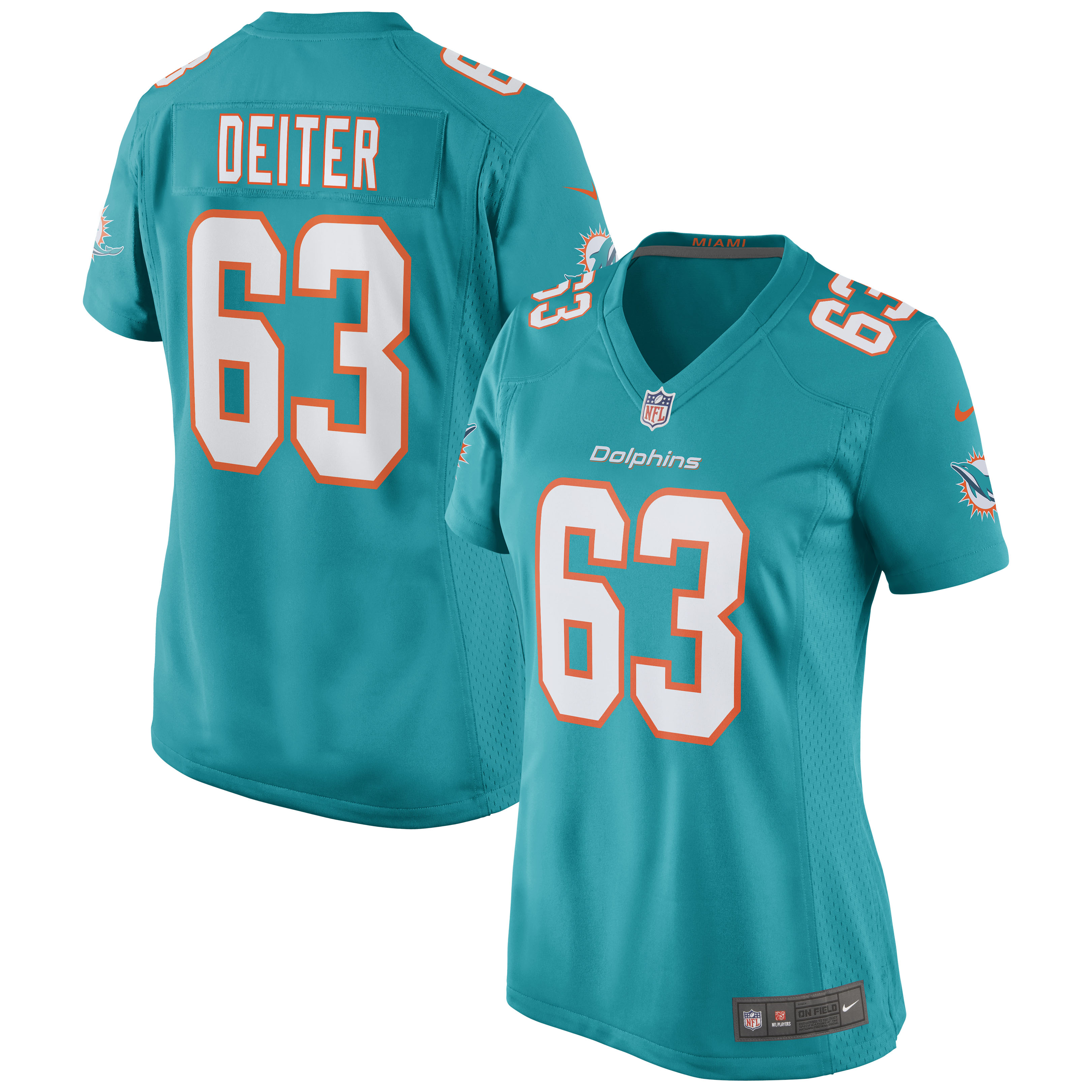 Michael Deiter Miami Dolphins Nike Women's Game Jersey - Aqua