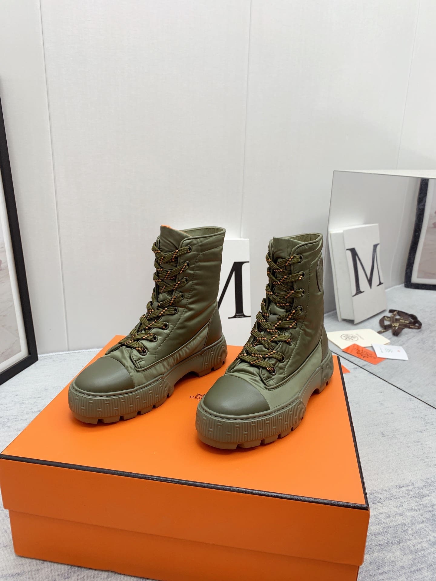 Hermes Fresh Ankle Boots Green