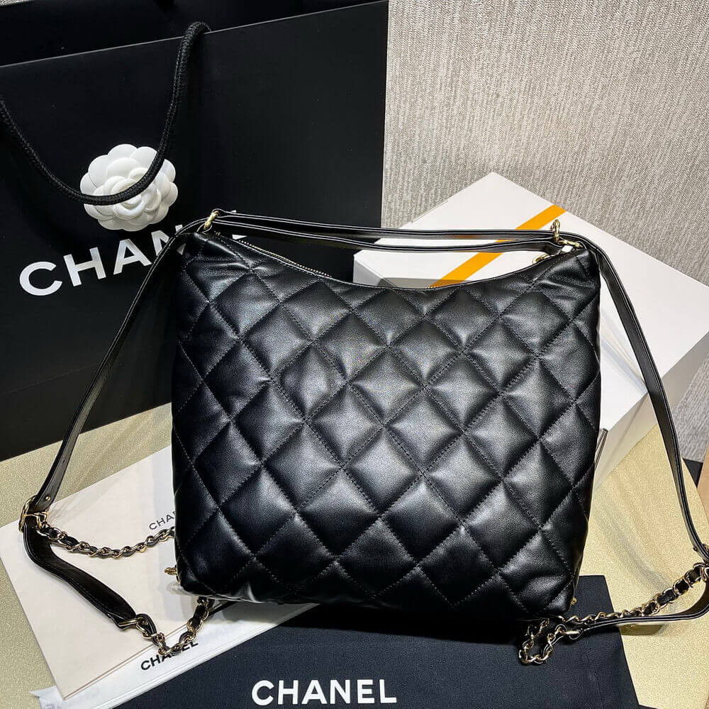 Chanel Hobo Bag in Black Lambskin
