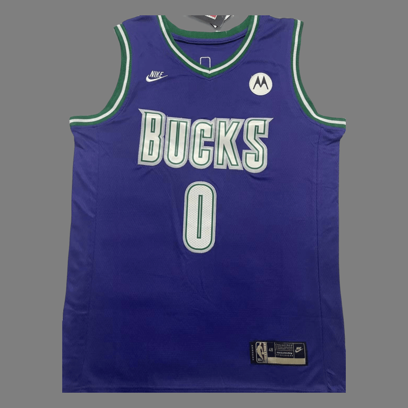 Damian Lillard #0 Milwaukee Bucks Stitched Purple 2023-2024 seasonJersey