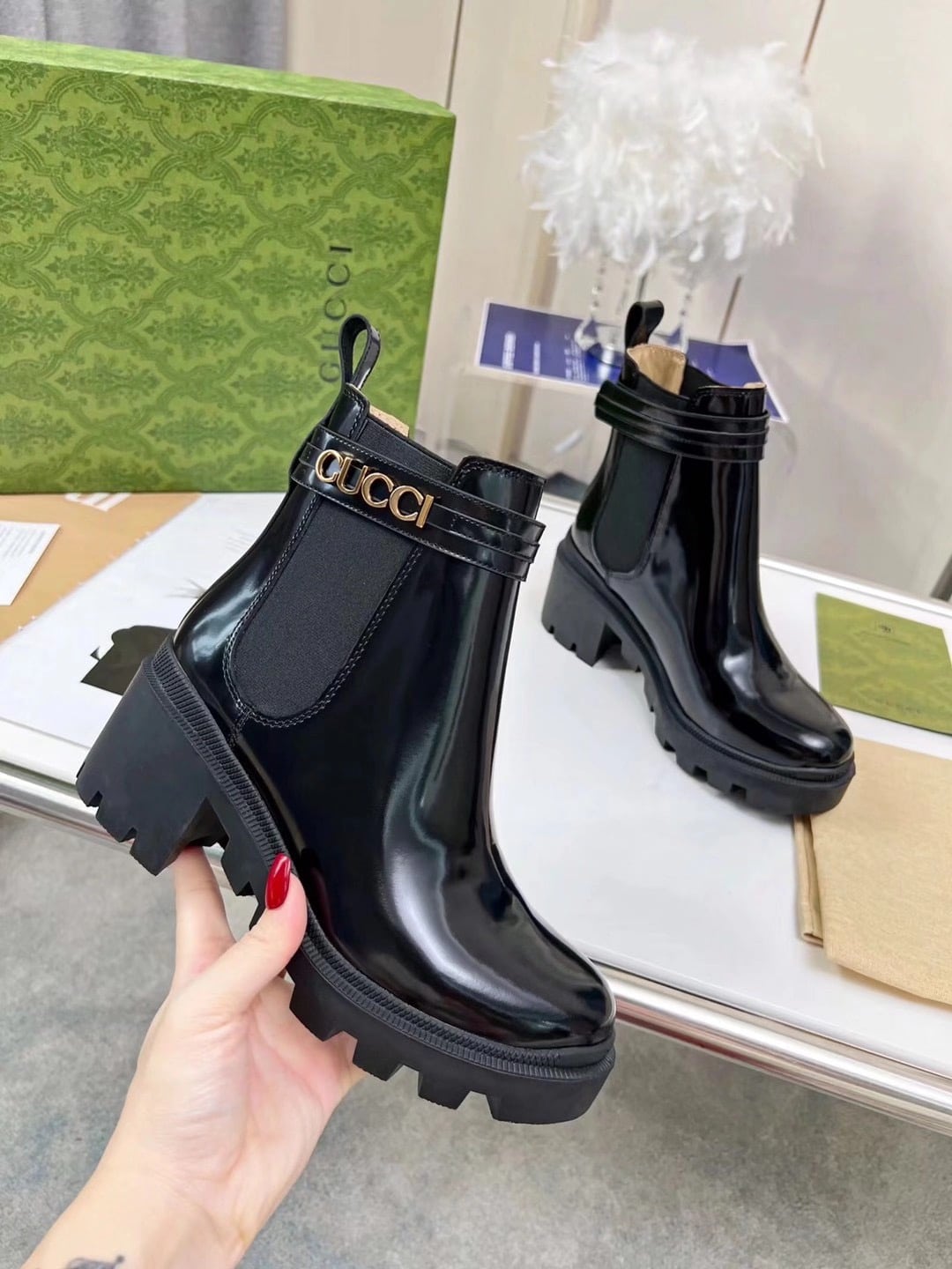 Gucci Women’S Ankle Boot With Logo Black 730064 Aabk6 1000