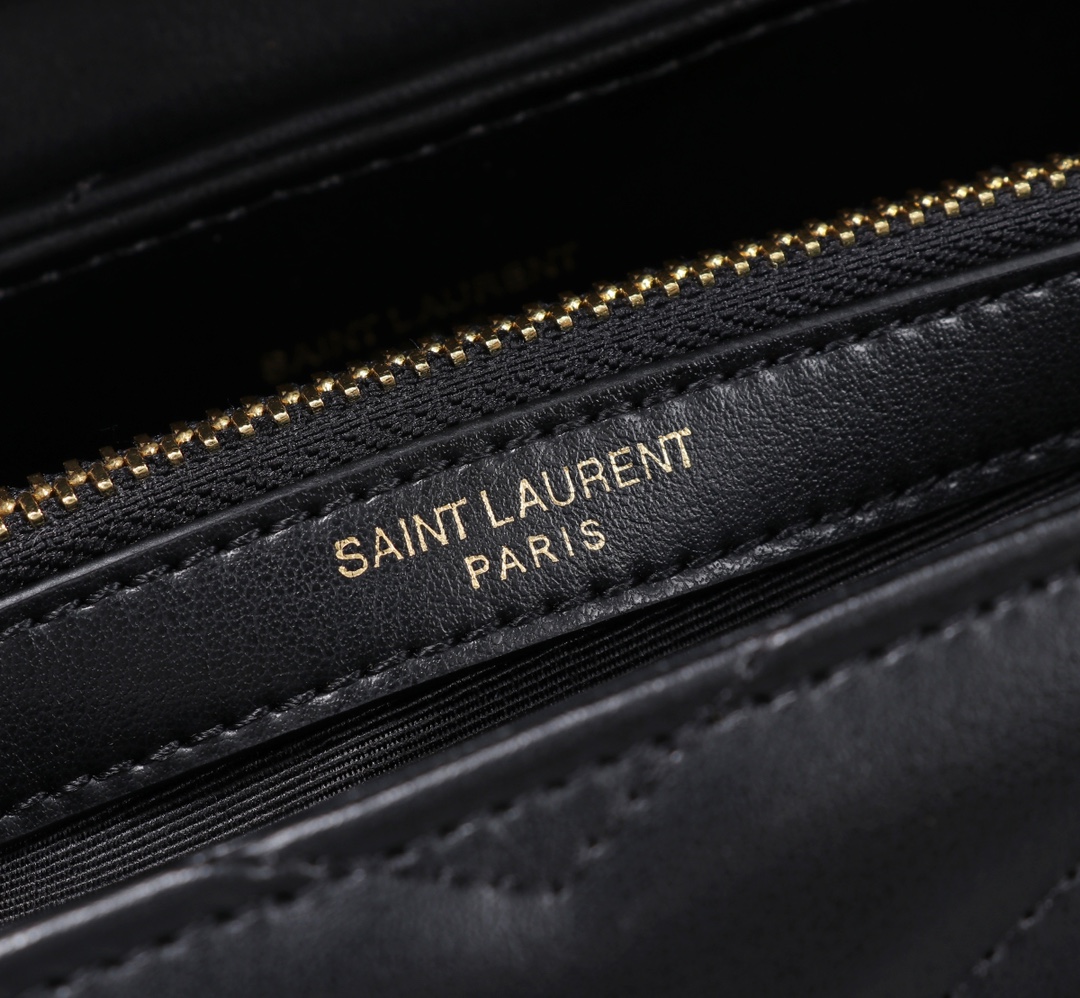 Saint Laurent Loulou Small Chain Bag In Matelassã‰ Y Black Gold 23Cm