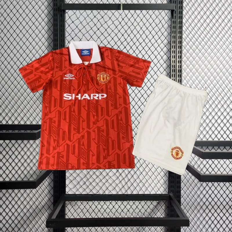 Retro KIDS 1992-94 KIDS Manchester United Home CANTONA HUGHES KEANE Football jersey retro