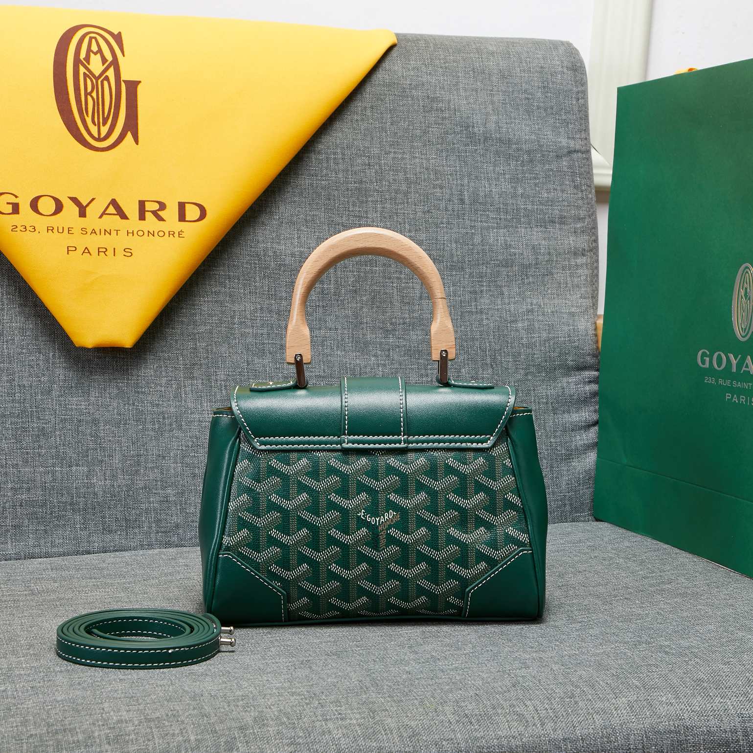 Goyard Saigon Souple Mini Bag Green Canvas 20cm