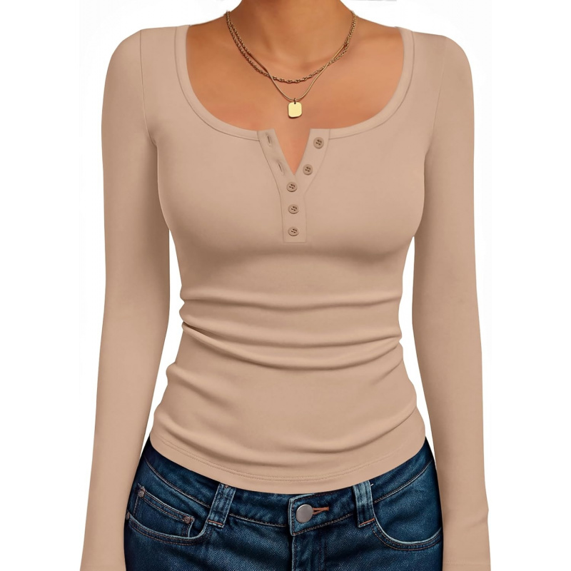 Women's Long Sleeve Henley T Shirts