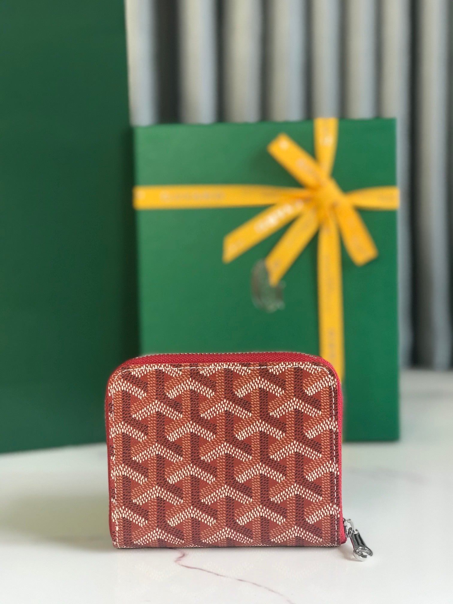 Goyard Matignon Mini Wallet 11cm Classic Red Goyardine Canvas And Calfskin
