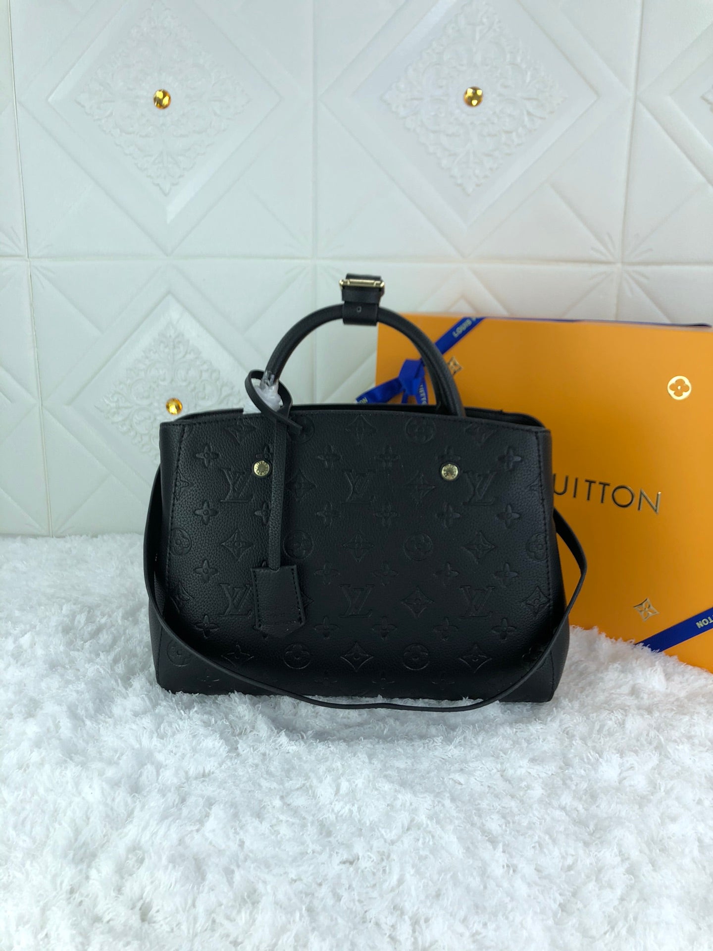 Louis Vuitton Montaigne Bb Empreinte Noir Black 33Cm