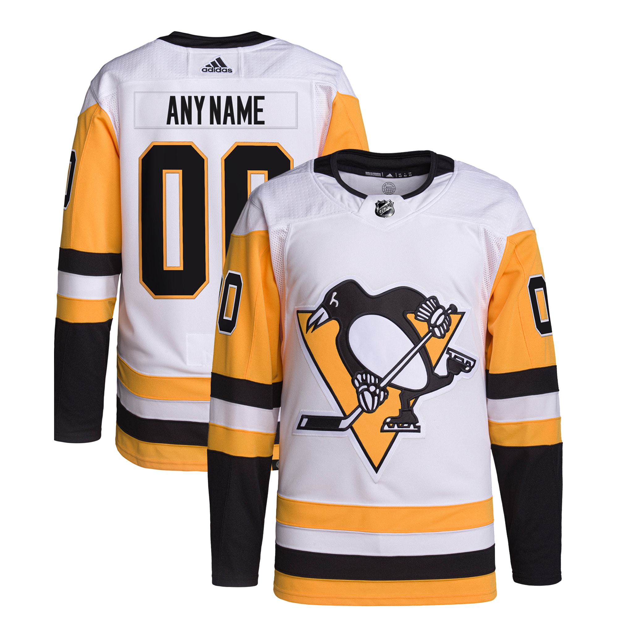 Pittsburgh Penguins adidas  Away  Primegreen Authentic Custom Jersey – White