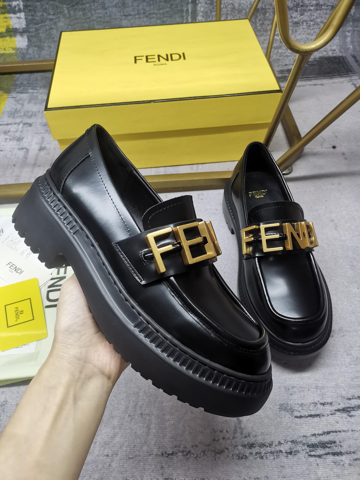 Fendigraphy Smooth Leather Loafers Black