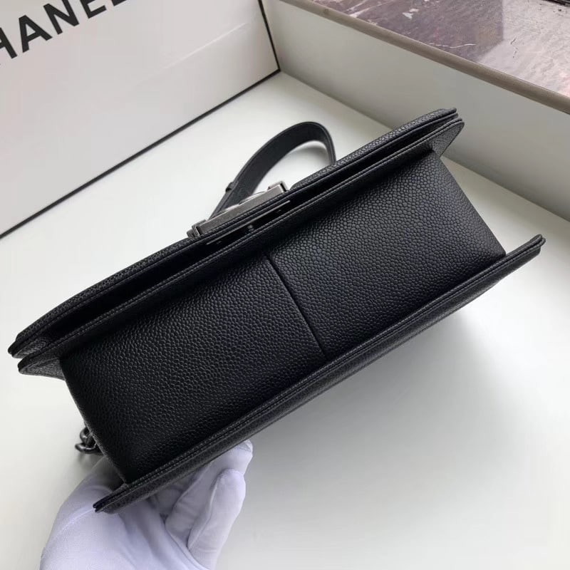 Chanel Boy Medium Handbag Sliver Hardware Black 25Cm A67086 Y09953 94305