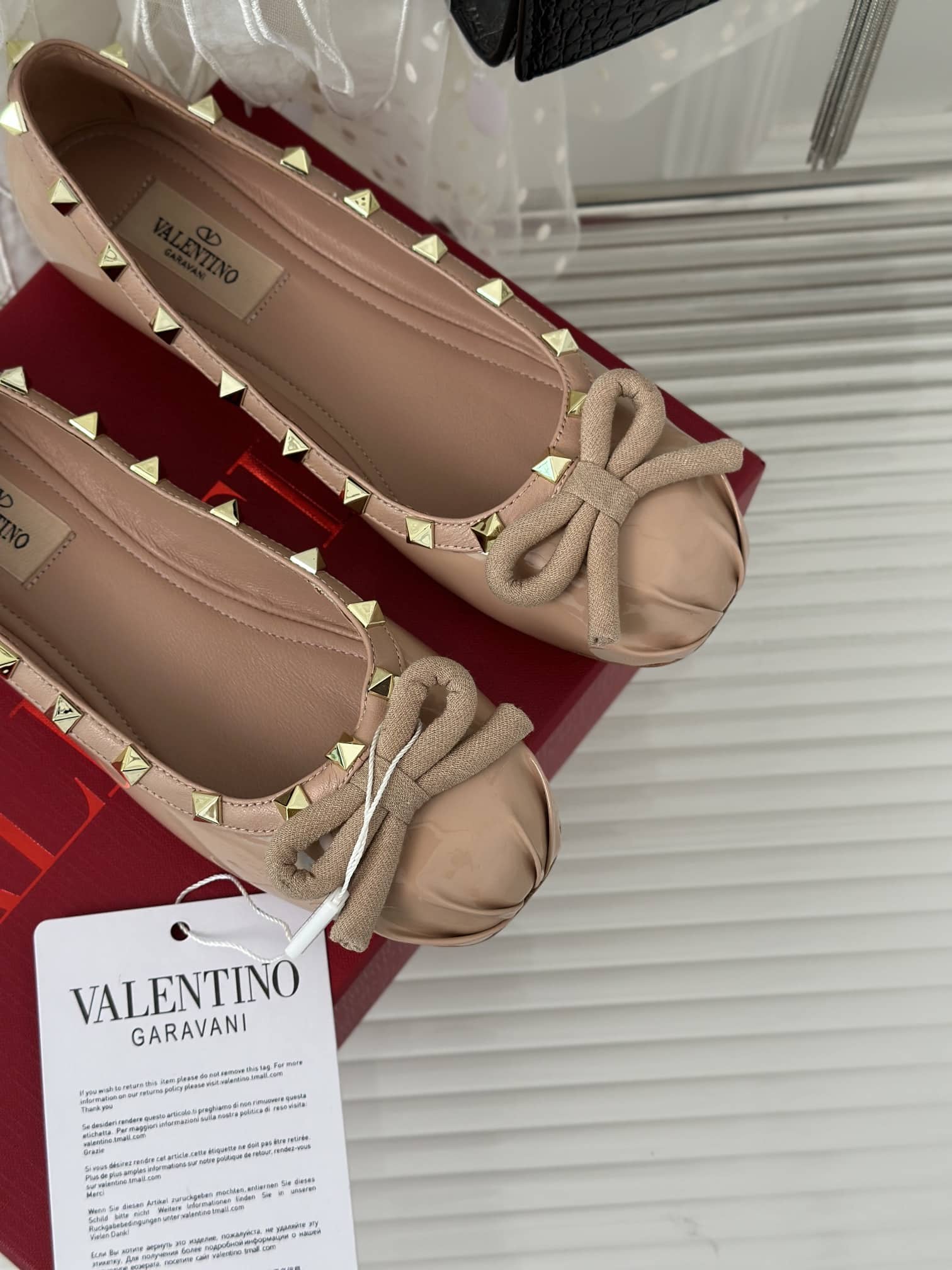 Valentino Garavani Rockstud Patent Leather Ballerina Rose Cannelle 3W2S0Hq5Vnw Gf9