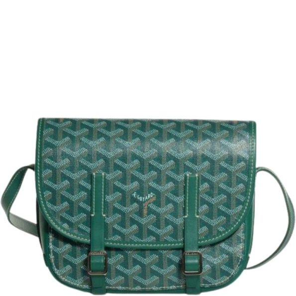 GOYARD GOYARDINE BELVEDERE PM MESSENGER BAG GREEN 21CM