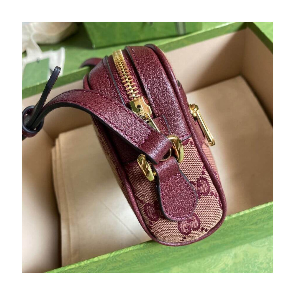Gucci Ophidia Mini Bag With Web Burgundy
