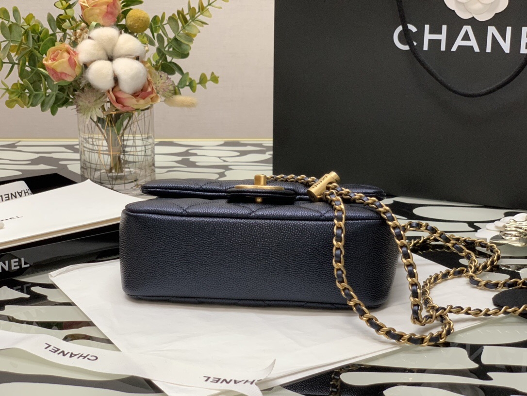 Chanel Grained Mini Flap Bag 19Cm/7.4in Black As2855
