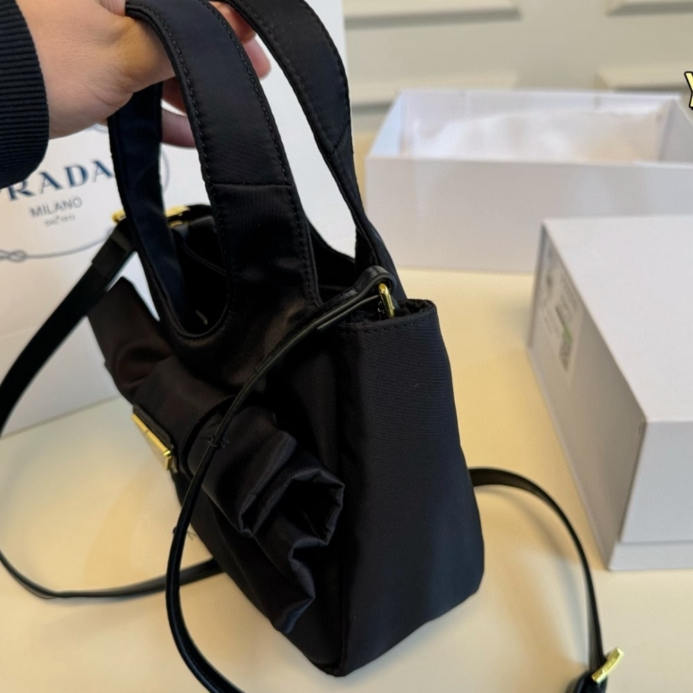Prada Padded Re Nylon Mini Bag With Bow Black 19Cm