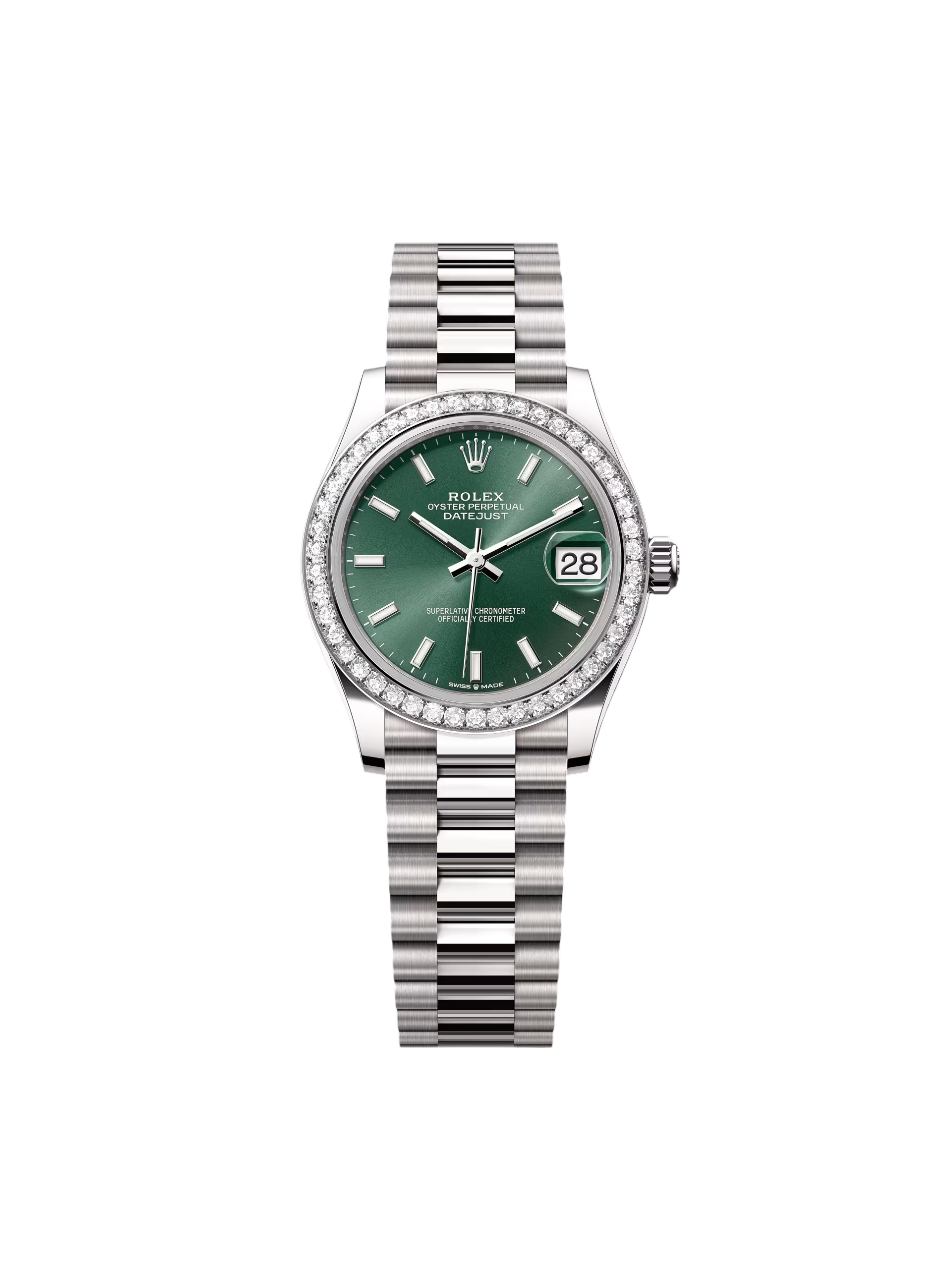 Rolex Datejust m278289RBR-0015 Mint Green Dial White Gold President Watch