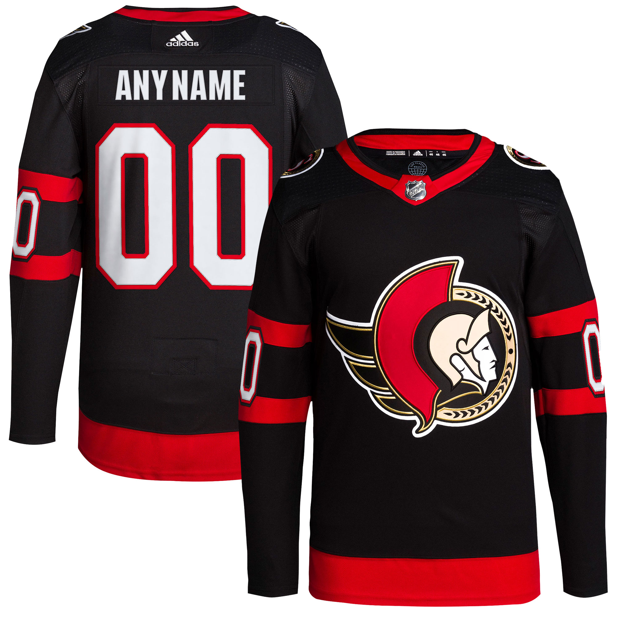 Ottawa Senators adidas  Home  Primegreen Authentic Custom Jersey – Black