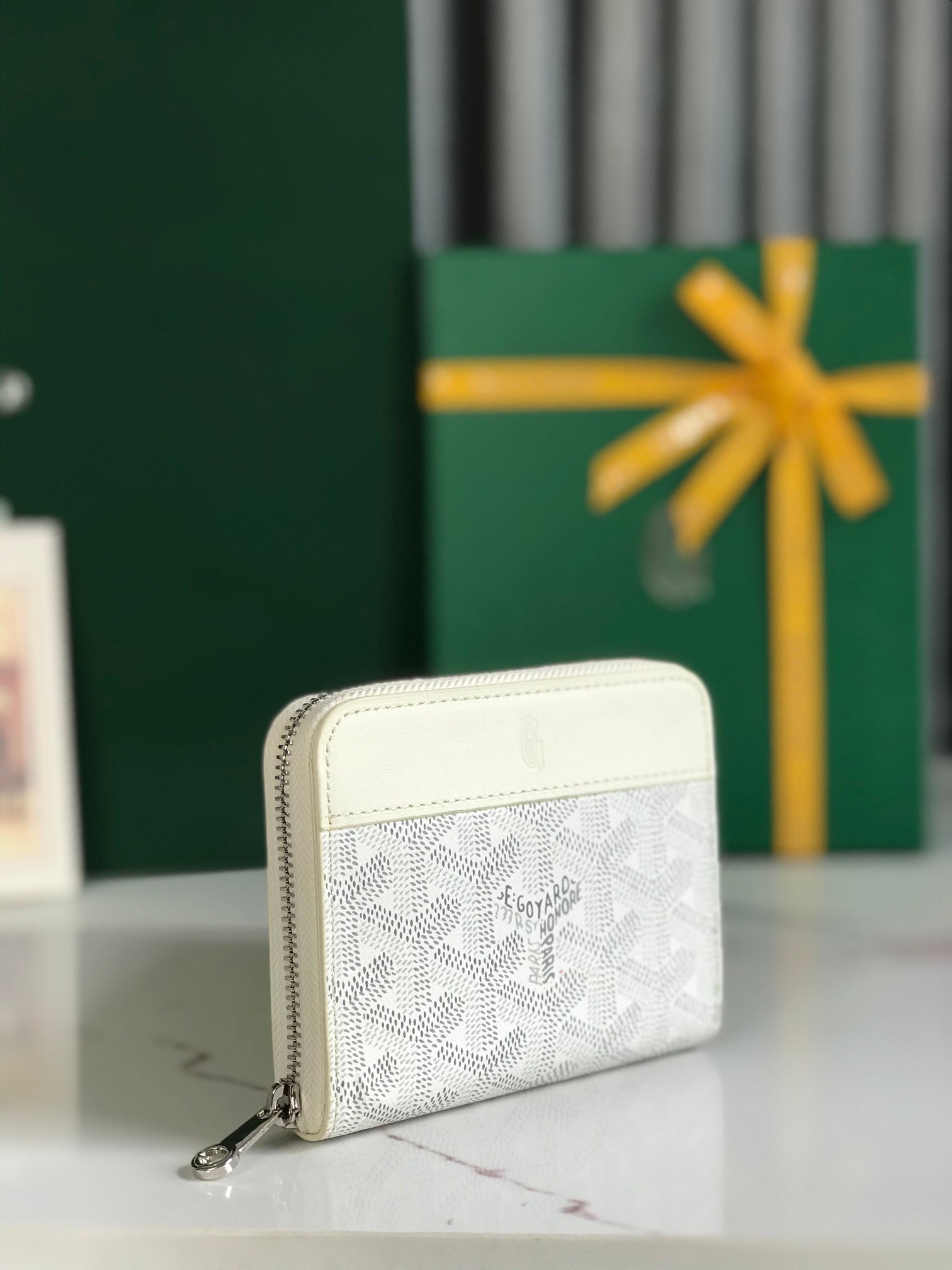 Goyard Matignon Mini Wallet 11cm White Goyardine Canvas And Calfskin