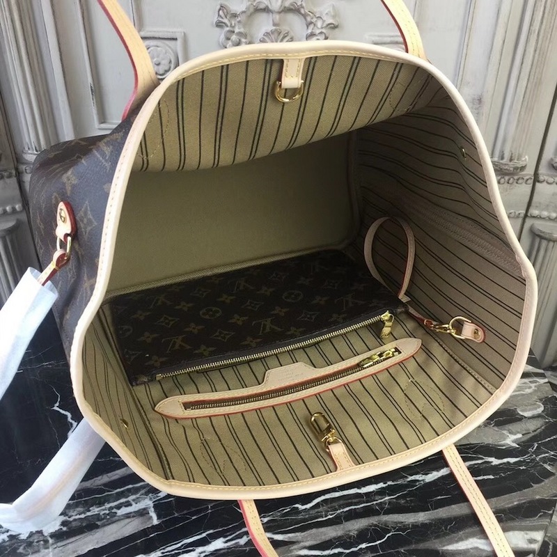 Louis Vuitton Neverfull MM Monogram Canvas Beige 31Cm M46975