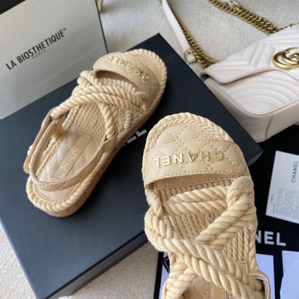 Chanel Rope Sandals Strap Biege