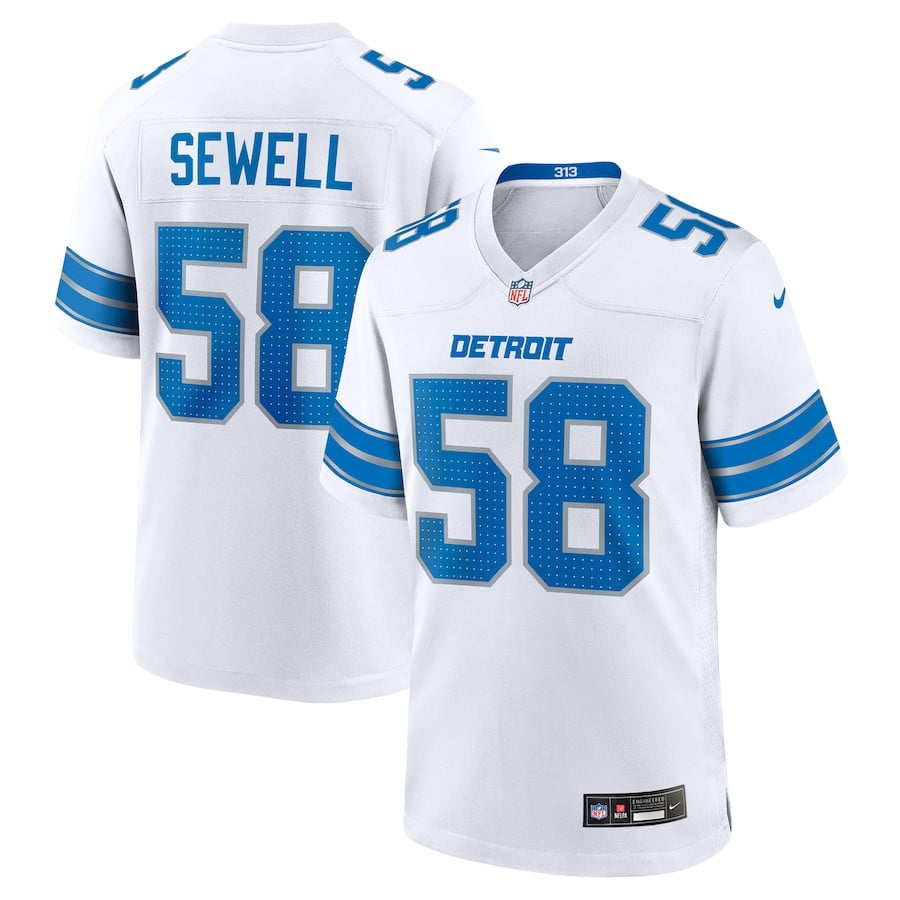 Penei Sewell #58 Detroit Lions Limited Jersey - Men's, White - National Football League 2024