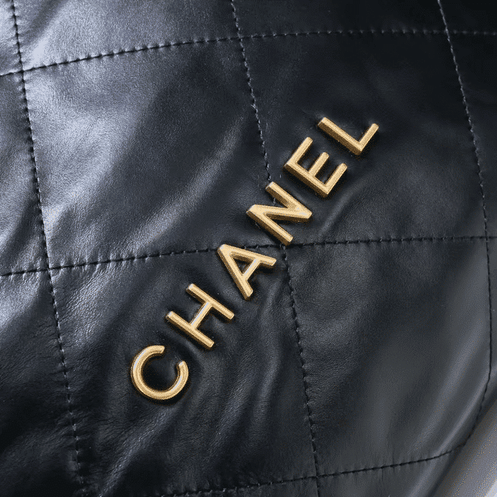 Chanel 22 Handbag Shiny And Gold Tone Metal Black 42Cm As3261 B19059 94305