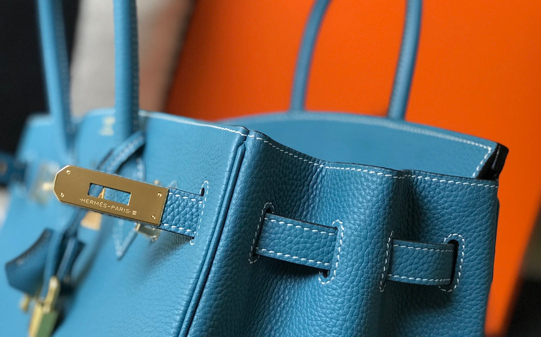 Hermes Birkin 35Cm Blue Togo Leather Gold Hardware
