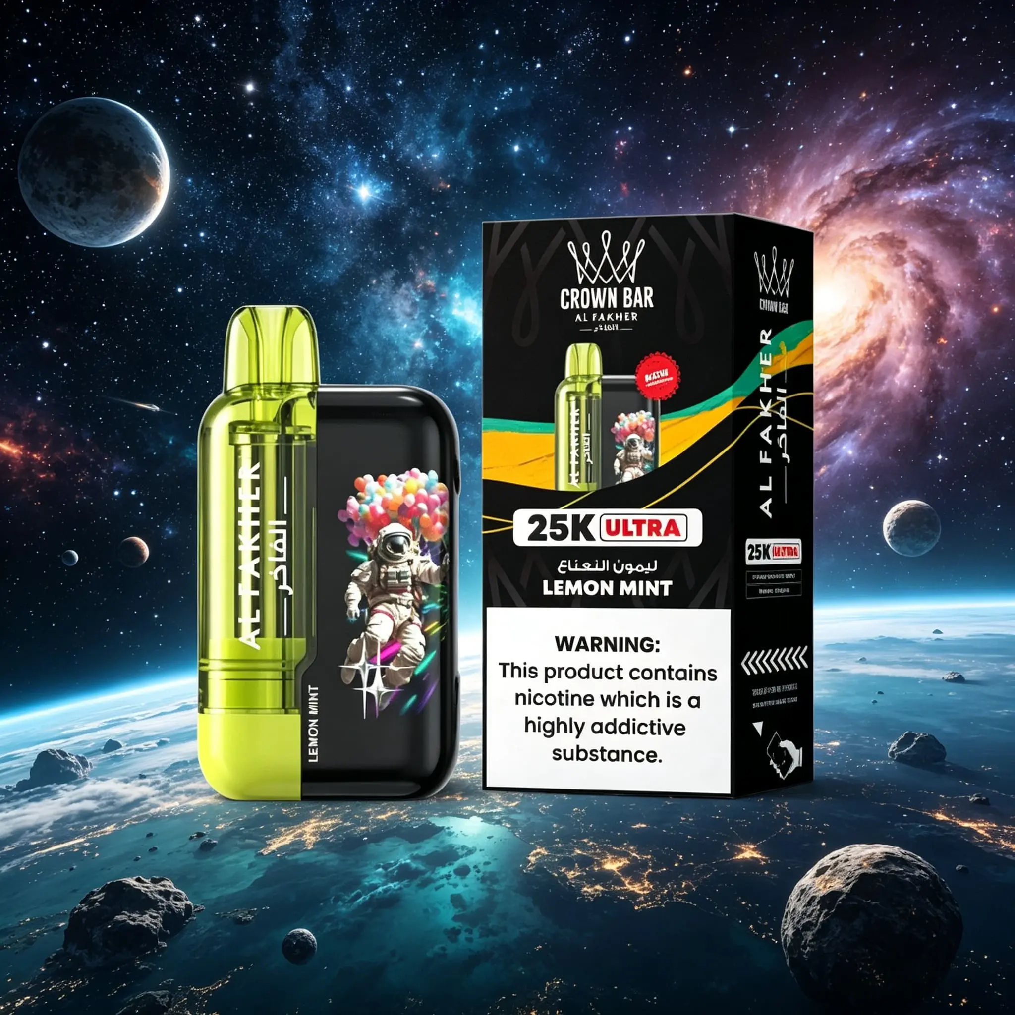AL Fakher Crown Bar Ultra 25K 25000 Puffs Dual Mode Rechargeable LED Display E-Cigarette