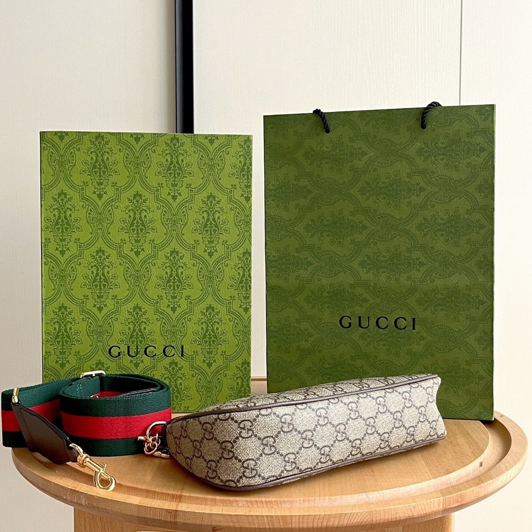 Gucci Ophidia Small Shoulder Bag Beige And Dark Brown 25Cm 735132 FABLE 9442