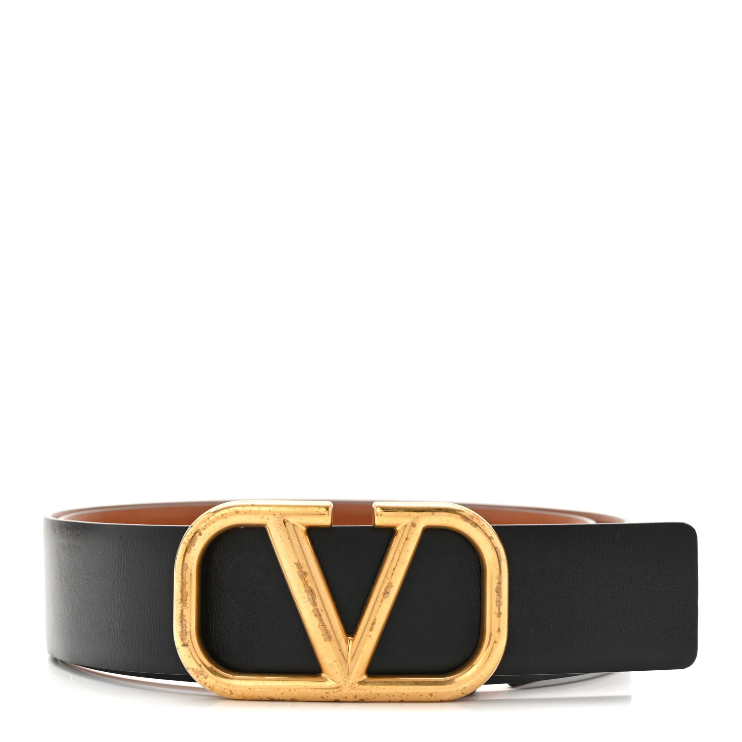 Glossy Calfskin VLogo Reversible 40mm Belt 90 36 Saddle Brown Black