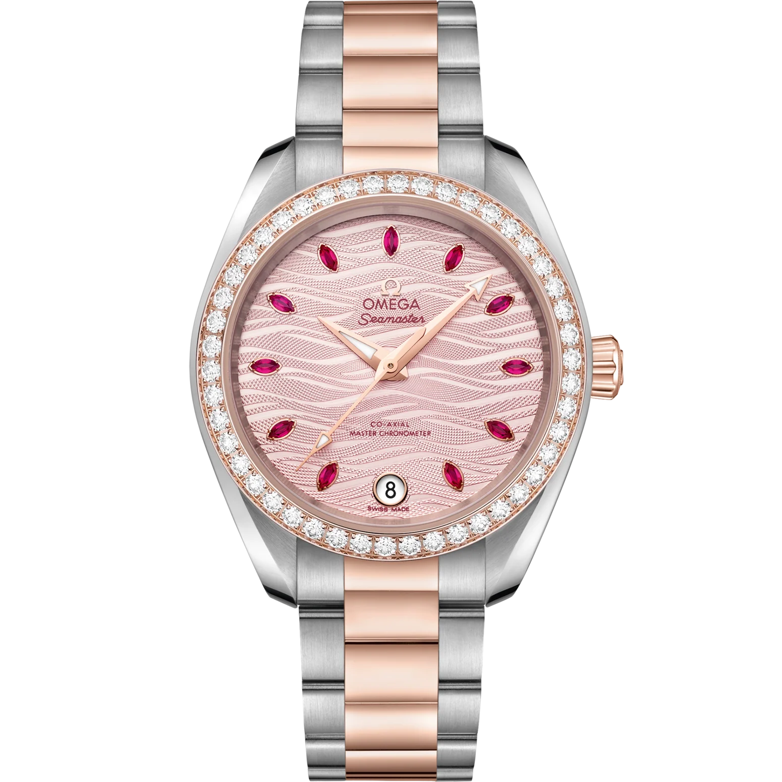 Omega Seamaster Aqua Terra 150M 34 mm Pink Dial with Diamonds Stainless Steel and Sedna™ 18k Rose Gold Bracelet 220.25.34.20.60.001