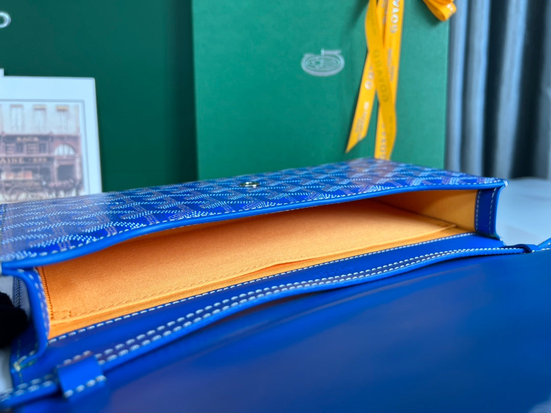 Goyard Monte-Carlo Pm Clutch 25 Cm Sapphire Blue Goyardine Canvas